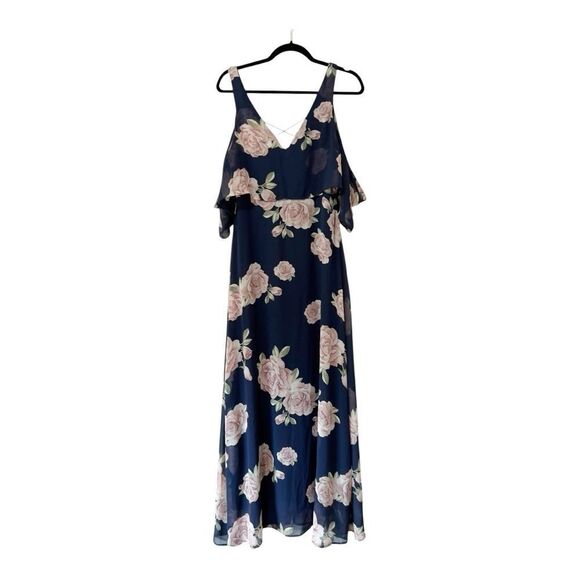 Lulus The Very Thought of You Feminine Navy Blue Floral Print Maxi Dress Medium - Picture 4 of 10